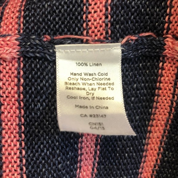 Talbots 100% Linen Striped Sweater Size Medium P - Picture 4 of 5